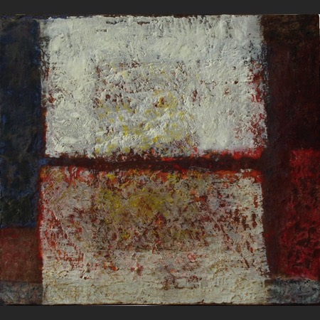 Opening, 36 x 36 cm, an abstract encaustic painting by Lin Schmidt